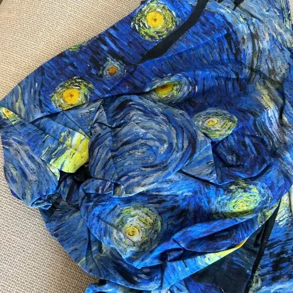 BEST Selkie The Starry Night Day Midi Dress Navy Van Gogh Masterpiece Medium - Picture 7 of 14